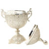 Decorative Persian Filigree Silver Coated Trumpet Vases & Bowl