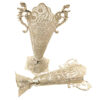 Decorative Persian Filigree Silver Coated Trumpet Vases & Bowl