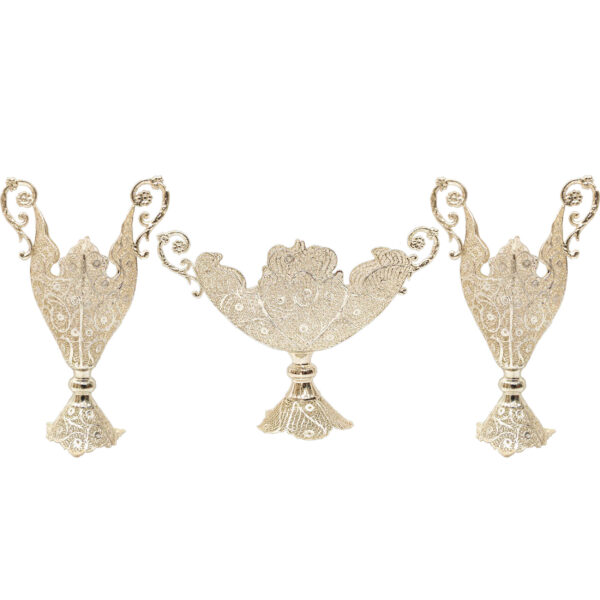Handcrafted Filigree Trumpet Decorative Vase & Fruit Bowl Set