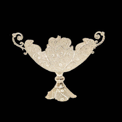 Decorative Persian Filigree Silver Coated Vases & Bowl