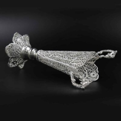 Decorative Persian Filigree Silver Coated Vase Trumpet Ermia