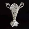 Decorative Persian Filigree Silver Coated Vase Trumpet Jami