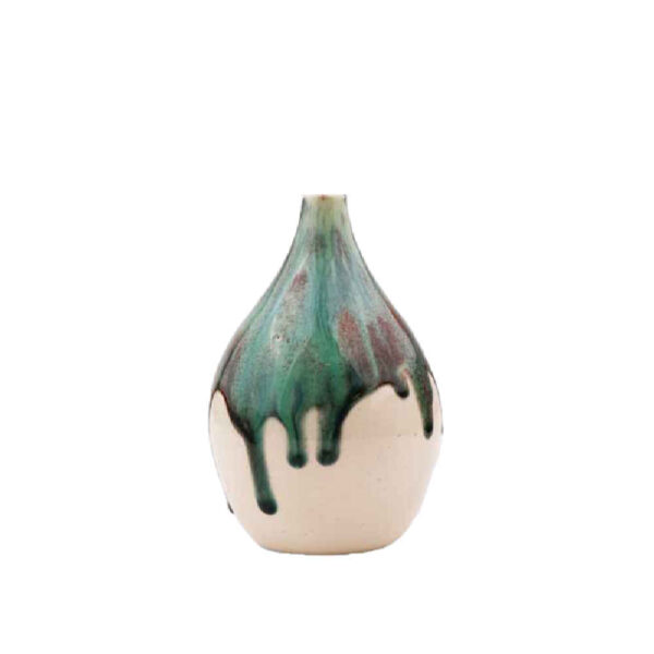 Single Stem Pottery Vase – Handmade & Aesthetic Gift with Drip Glaze Design