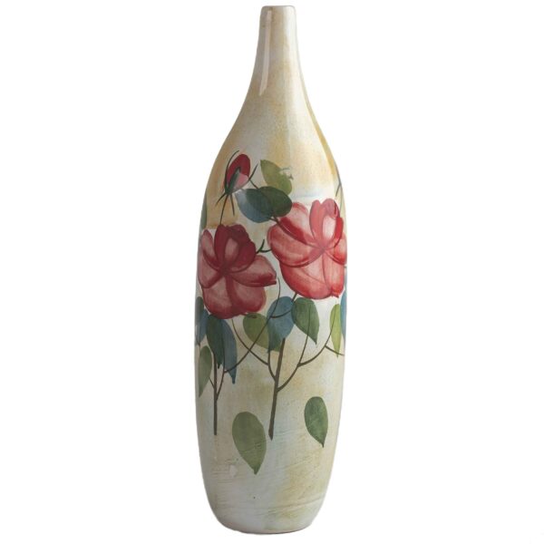 Handcrafted Decorative Bud Pottery Vase Hand-Painted with Floral Design