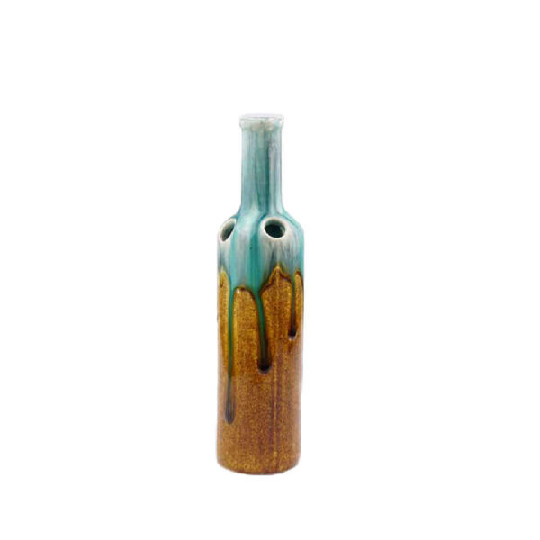 Single Stem Pottery Vase with Drip Glaze Design, Handcrafted & Decorative