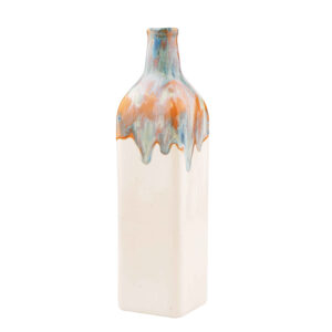 Handcrafted Decorative Pottery Vase with Drip Glaze Design Square