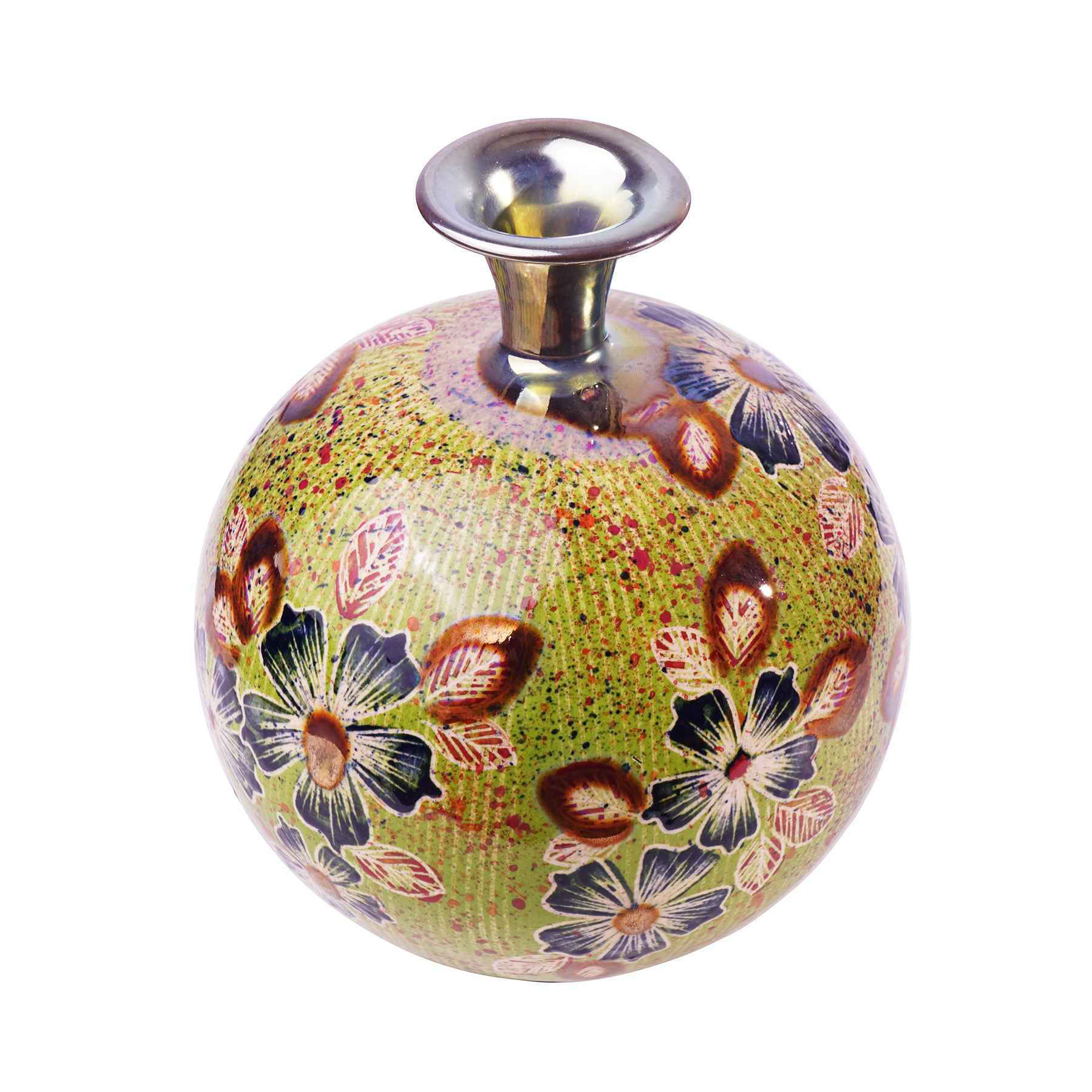 Handcrafted Decorative Pottery Bud Vase Hand-Painted with Floral Pattern