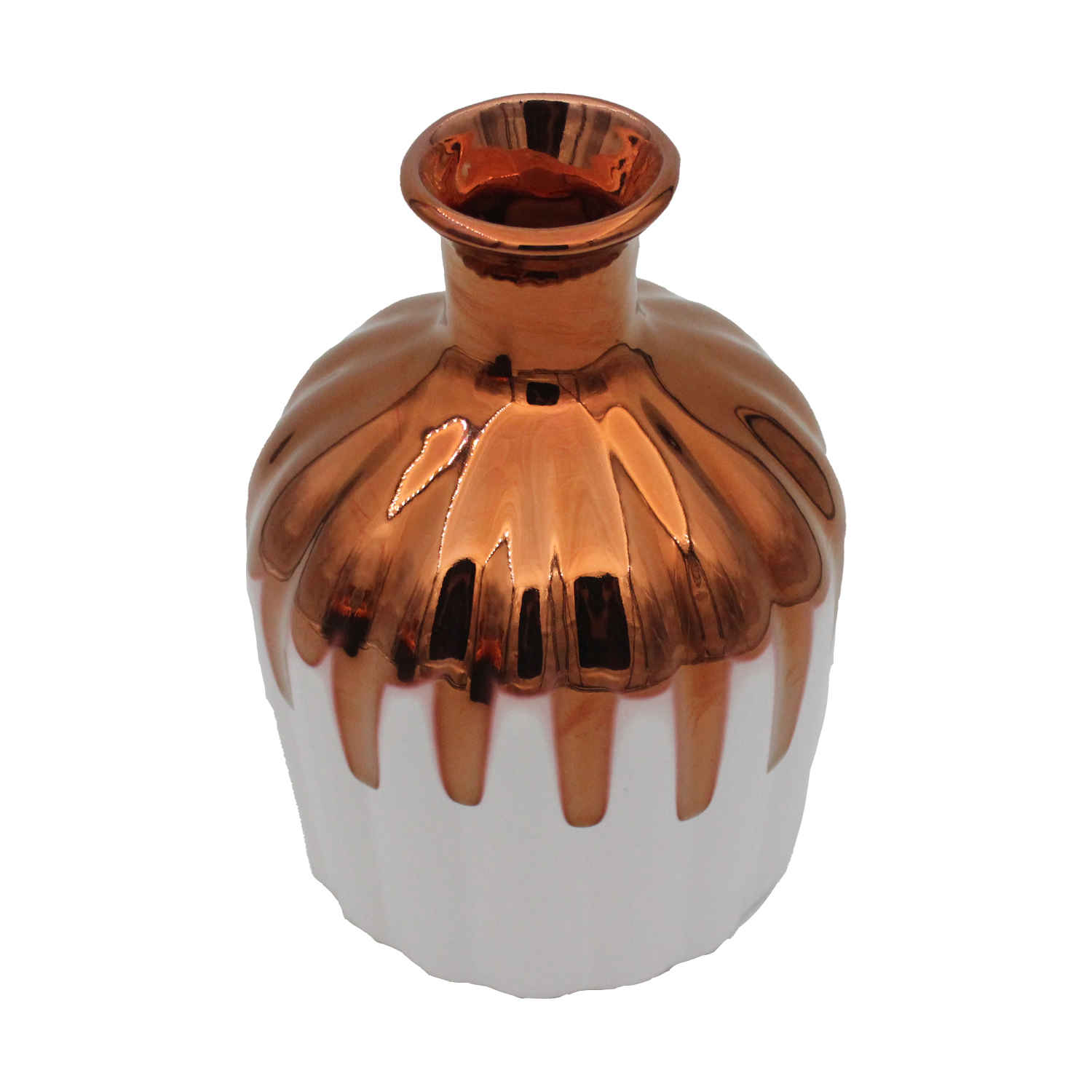 Handcrafted Decorative Single Stem Pottery Vase with Drip Glaze Design in Brown