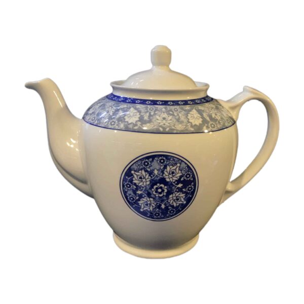 Porcelain Serving Teapot in White with Intricate Floral Motif Heiati