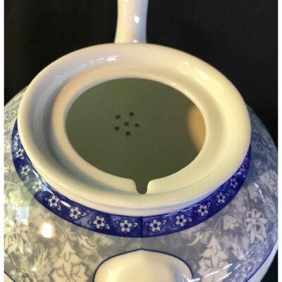 Porcelain Serving Teapot in White with Intricate Floral Motif Heiati