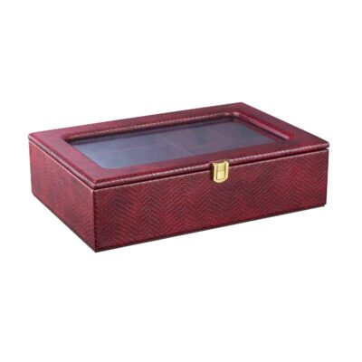 Leather Watch Box with Sunglasses Compartment and Suede Lining