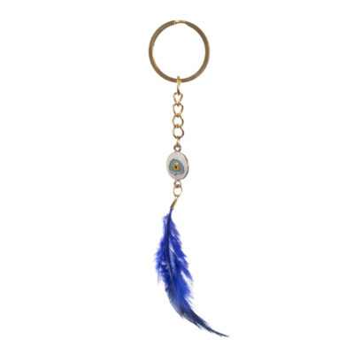 Metal Feather Keychain – Evil Eye Style