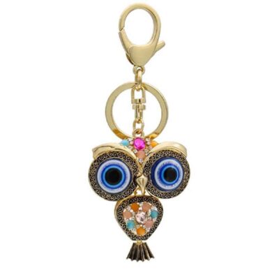 Metal Owl Keychain – Evil Eye Design