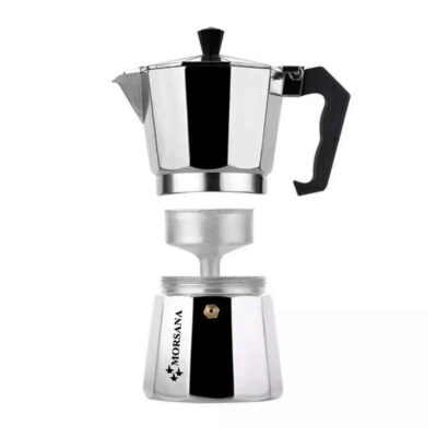 Moka Pot Stovetop Espresso Maker – Classic Italian Coffee Brewer 3 Cup Capacity Morsana