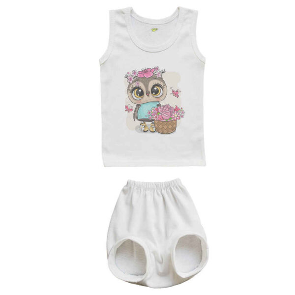 Newborn Vest Top & Shorts Set with Owl Design