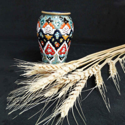 Traditional Flair – Handcrafted Pottery Holder with Persian Enamel Work