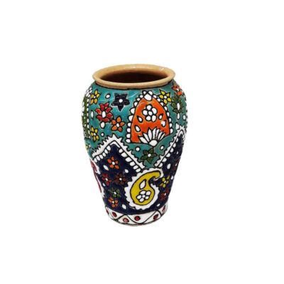 Handcrafted Persian Pottery Pen Holder for Desk – Minakari Enameled