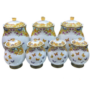 Porcelain Canister Jar for Kitchen Model Butterfly Set of 7