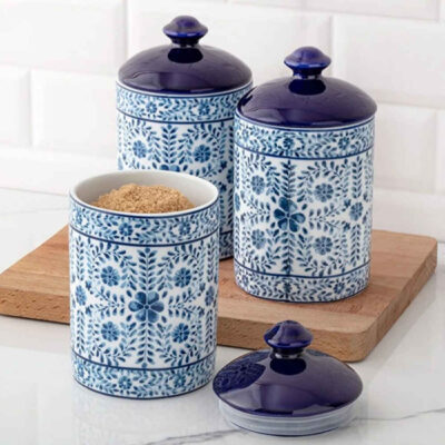 Porcelain Canister Jar for Kitchen Model Papillon ‌Set of 3