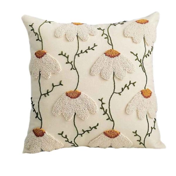 Punch Needle Cushion Model White Chamomile