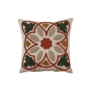 Punch Needle Cushion with Cotton Fabric & Traditional Design