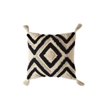 Punch Needle Cushion Cover – Embroidered Geometric Pattern Hamon