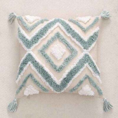 Punch Needle Cushion Cover – Embroidered Geometric Pattern Hamon