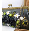 Ribbon Embroidery Clutch Handbag - Velvet with Niaz Design