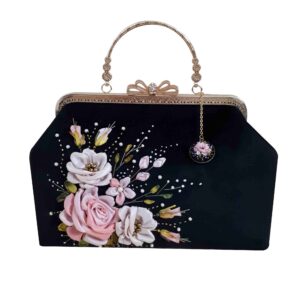 Ribbon Embroidery Clutch Handbag – Velvet with Aviz Design