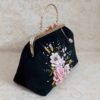 Ribbon Embroidery Clutch Handbag - Velvet with Aviz Design