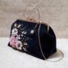 Ribbon Embroidery Clutch Handbag - Velvet with Aviz Design