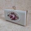 Ribbon Embroidery Clutch Handbag with Floral Detail for Evening Party