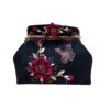 Ribbon Embroidery Clutch Handbag - Velvet with Butterfly Pattern