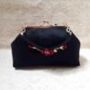 Ribbon Embroidery Clutch Handbag - Velvet with Butterfly Pattern