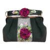 Ribbon Embroidery Clutch Handbag - Velvet with Pile Pattern
