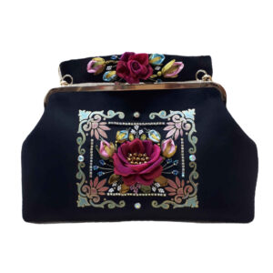 Ribbon Embroidery Clutch Handbag – Velvet with Samira Design