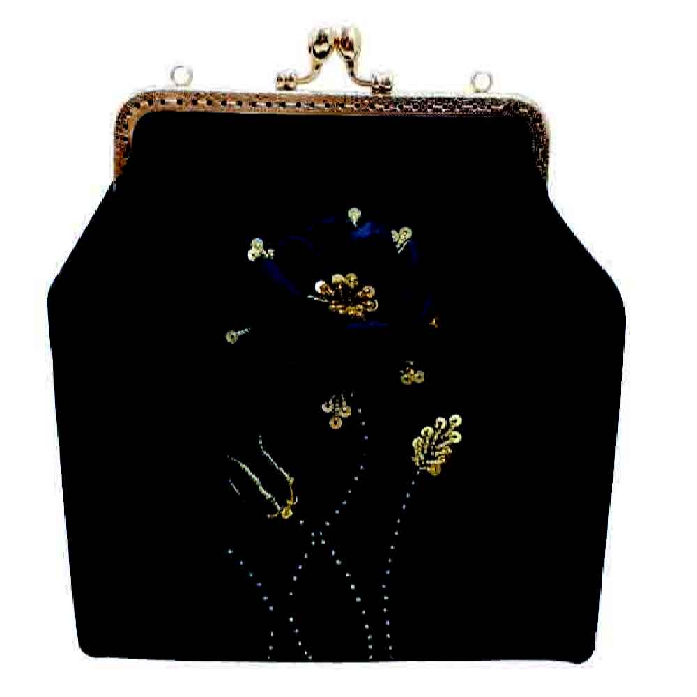 Ribbon Embroidery Clutch Handbag - Velvet with Sarafraz Design