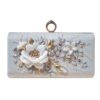 Ribbon Embroidery Clutch Handbag with Bead Detail for Evening Party
