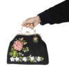 Ribbon Embroidery Clutch Handbag - Velvet with Tiara Design