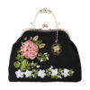 Ribbon Embroidery Clutch Handbag - Velvet with Tiara Design