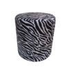 Round Velvet Pouf With Animal Design Model Zebra