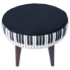 Round Velvet Footstool With Wooden Legs Model Piano