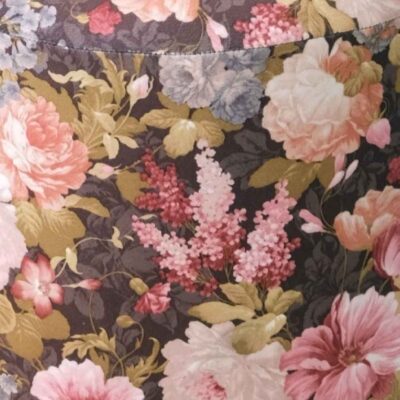Round Velvet Pouf With Floral Design Model Flowers