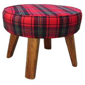 Round Velvet Footstool With Wooden Legs Model Burberry