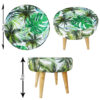 Round Velvet Footstool With Wooden Legs Model Leaf