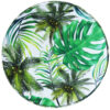 Round Velvet Footstool With Wooden Legs Model Leaf