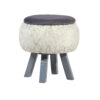 Round Velvet Footstool With Wooden Legs Model Lux
