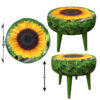 Round Velvet Footstool With Wooden Legs Model Sunflower