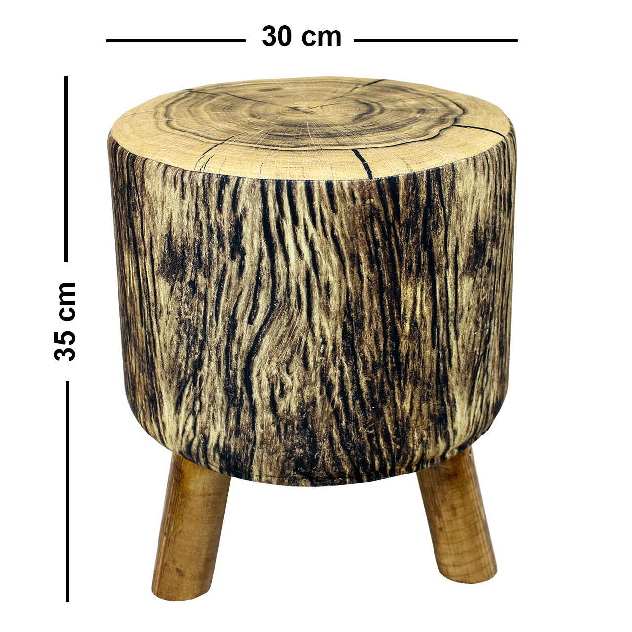Round Velvet Footstool With Wooden Legs Model Trunk