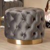 Round Velvet Pouf With Tufted Design Model Ottoman